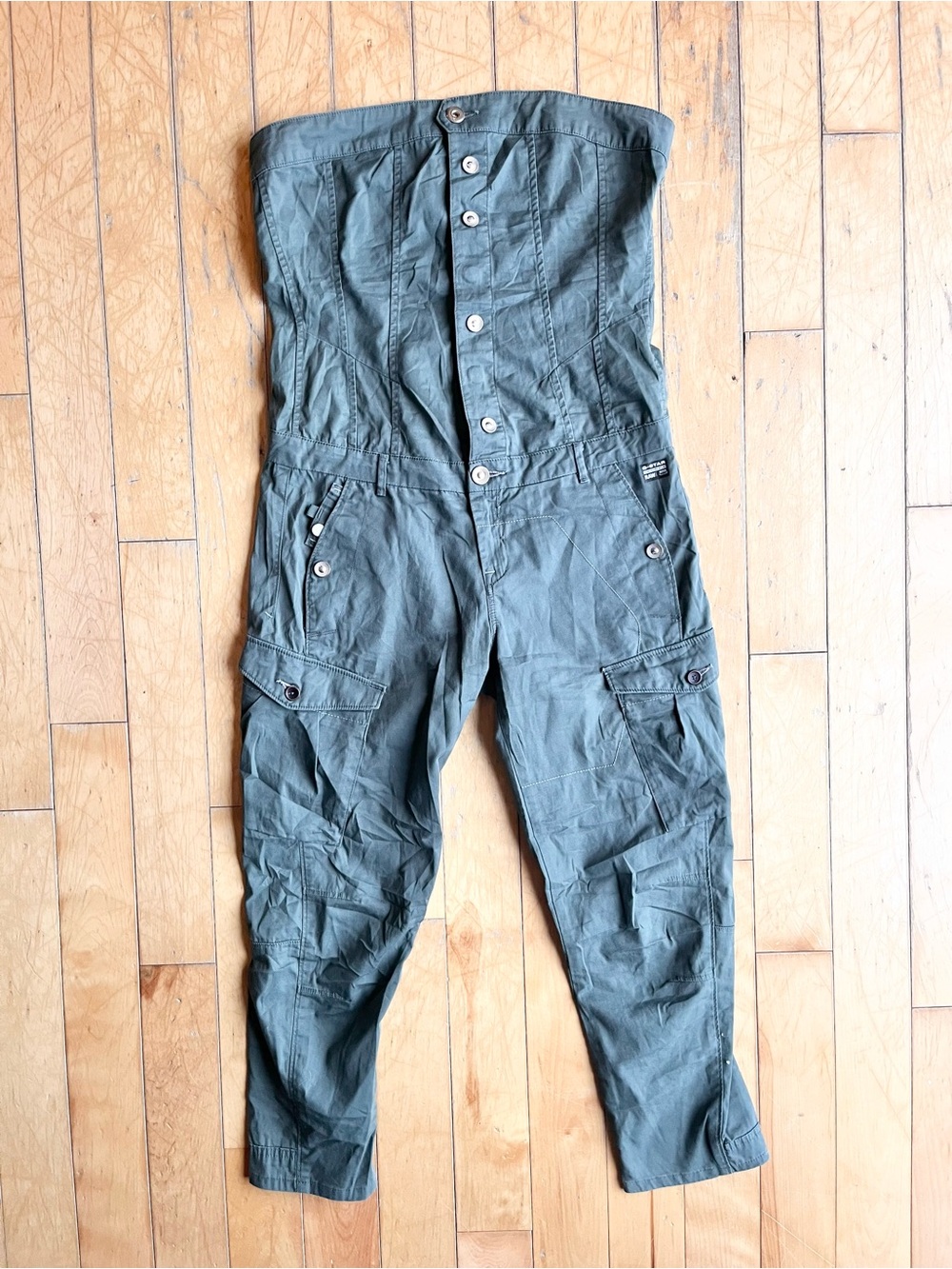 G-Star RAW Strapless Utility Cargo Jumpsuit Size Medium